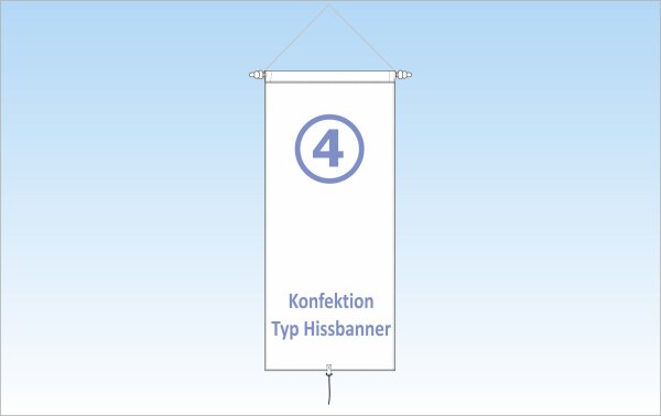Advertising flag hoist banner 150 x 500 cm Euroflag 115 g/m² - printed on one side Ring band safety device 400 cm With banner equipment